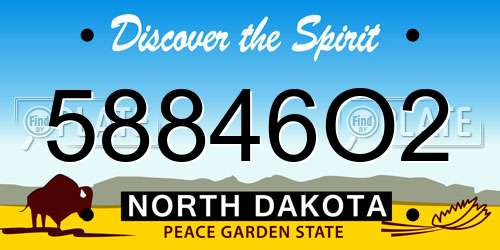 58846O2 North Dakota License Plate