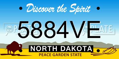 5884VE North Dakota License Plate