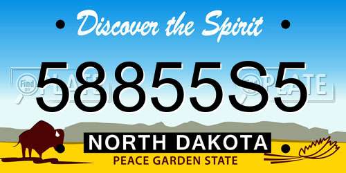 58855S5 North Dakota License Plate