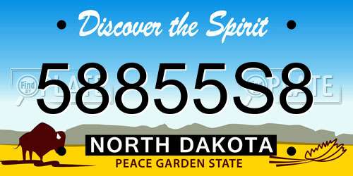 58855S8 North Dakota License Plate