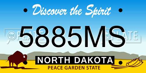 5885MS North Dakota License Plate