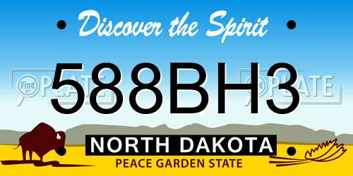 588BH3 North Dakota License Plate