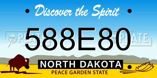 588E80 North Dakota License Plate