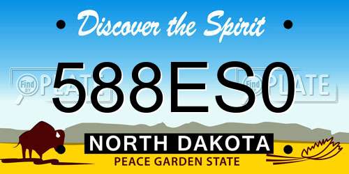 588ES0 North Dakota License Plate
