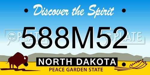 588M52 North Dakota License Plate