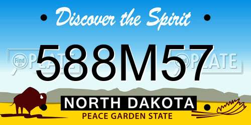 588M57 North Dakota License Plate