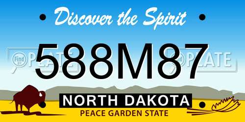 588M87 North Dakota License Plate