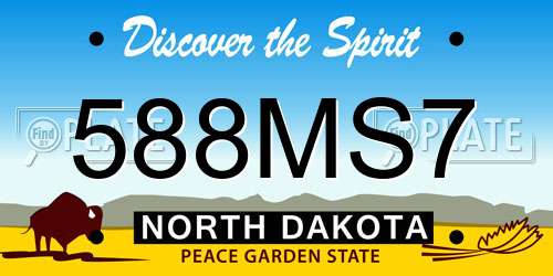 588MS7 North Dakota License Plate