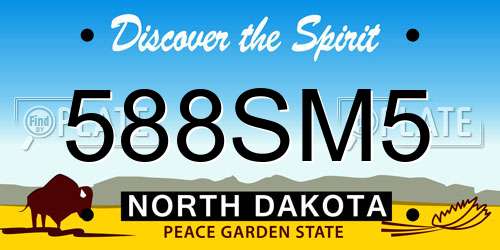 588SM5 North Dakota License Plate