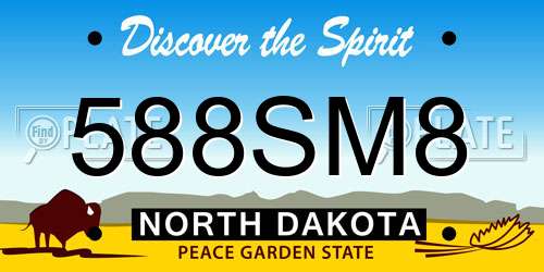 588SM8 North Dakota License Plate