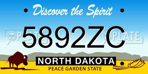 5892ZC North Dakota License Plate