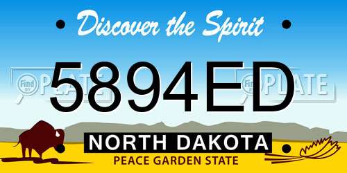5894ED North Dakota License Plate