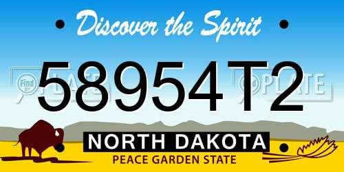 58954T2 North Dakota License Plate