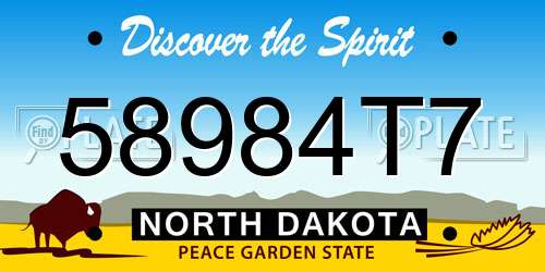 58984T7 North Dakota License Plate