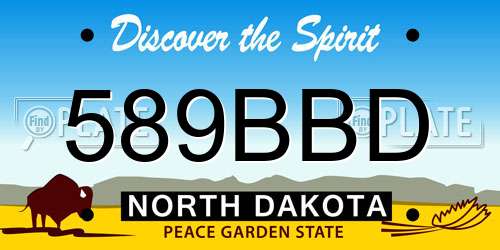 589BBD North Dakota License Plate