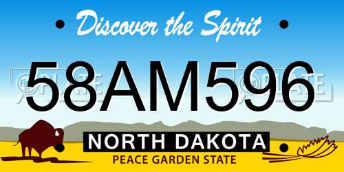 58AM596 North Dakota License Plate