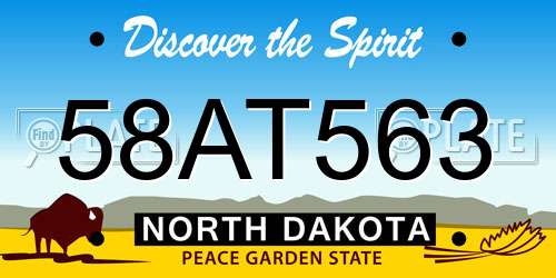 58AT563 North Dakota License Plate