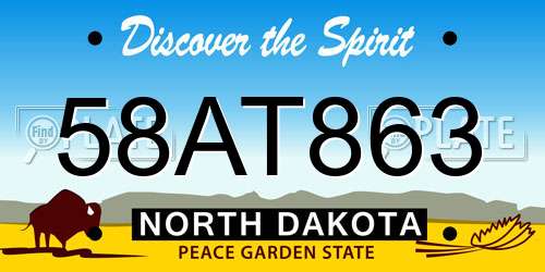 58AT863 North Dakota License Plate