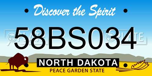 58BS034 North Dakota License Plate