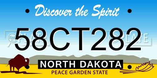 58CT282 North Dakota License Plate