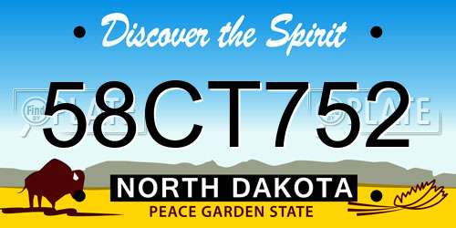 58CT752 North Dakota License Plate
