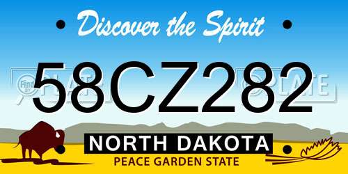58CZ282 North Dakota License Plate