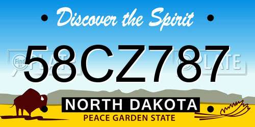 58CZ787 North Dakota License Plate