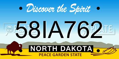58IA762 North Dakota License Plate