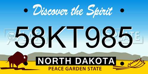 58KT985 North Dakota License Plate