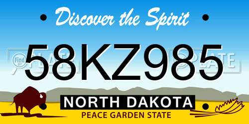 58KZ985 North Dakota License Plate