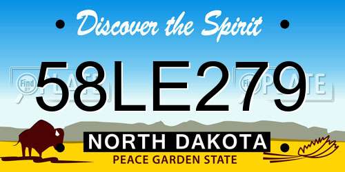 58LE279 North Dakota License Plate