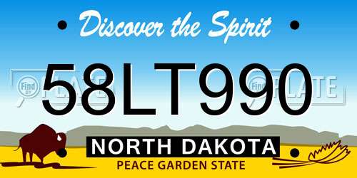 58LT990 North Dakota License Plate