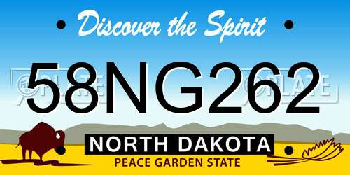 58NG262 North Dakota License Plate