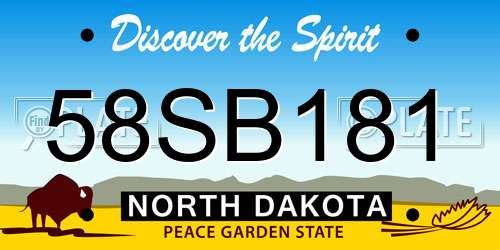 58SB181 North Dakota License Plate