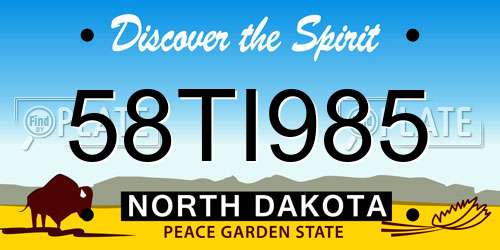 58TI985 North Dakota License Plate