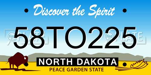 58TO225 North Dakota License Plate