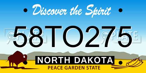 58TO275 North Dakota License Plate