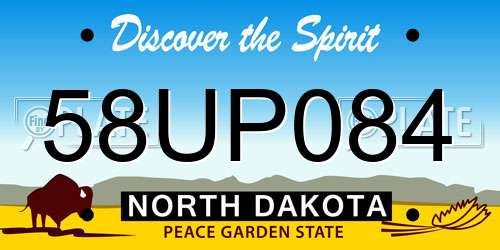 58UP084 North Dakota License Plate