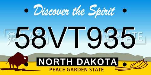 58VT935 North Dakota License Plate