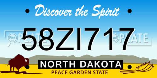 58ZI717 North Dakota License Plate