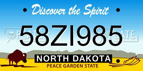 58ZI985 North Dakota License Plate