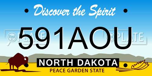 591AOU North Dakota License Plate