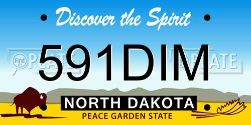 591DIM North Dakota License Plate