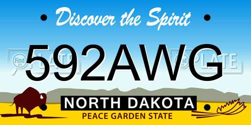 592AWG North Dakota License Plate