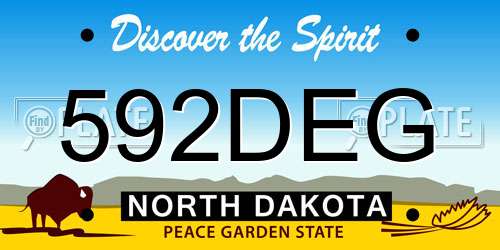 592DEG North Dakota License Plate