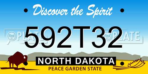 592T32 North Dakota License Plate