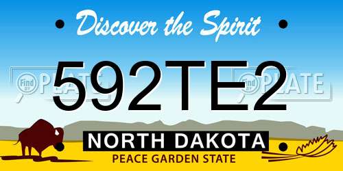 592TE2 North Dakota License Plate