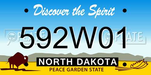 592W01 North Dakota License Plate