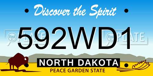 592WD1 North Dakota License Plate