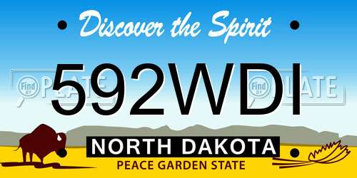 592WDI North Dakota License Plate